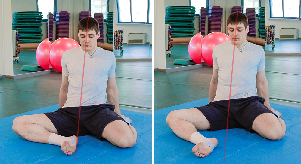 Упражнение для растяжки четырехглавой мышцы в положении сидя.